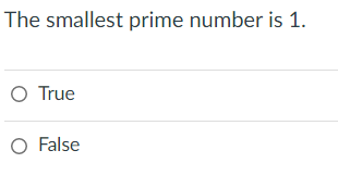 2 is smallest even prime number true or false