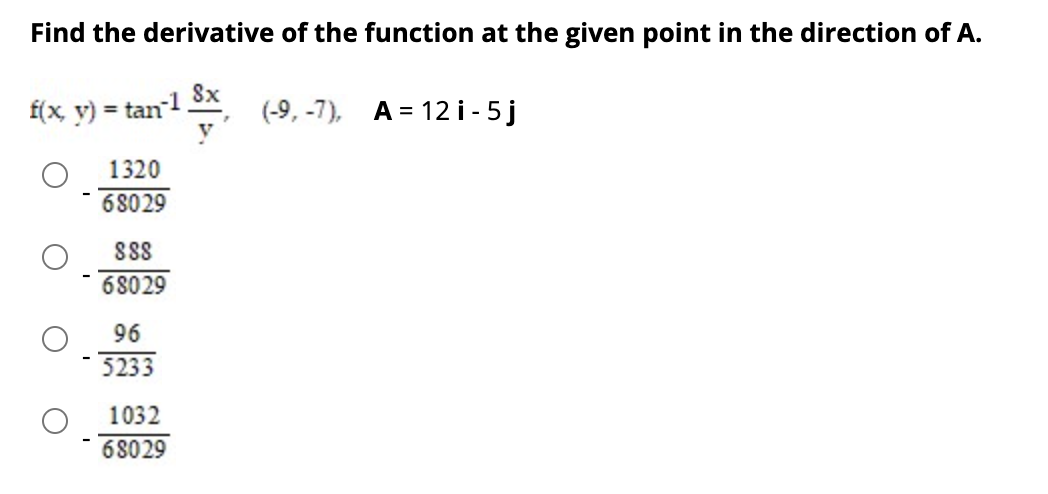 Solved Find the derivative of the function at the given | Chegg.com
