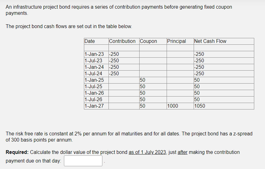An infrastructure project bond requires a series of | Chegg.com