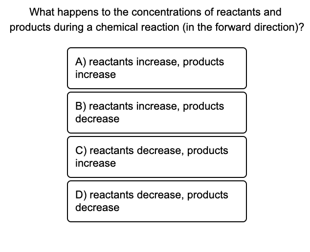 Solved What happens to the concentrations of reactants and