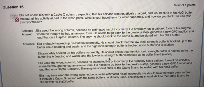 Solved Elia set up his IEX with a Capto Q column, expecting | Chegg.com