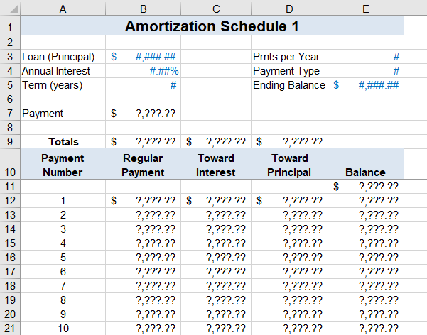 Solved Amortization Schedule 1 Use an Excel function to | Chegg.com