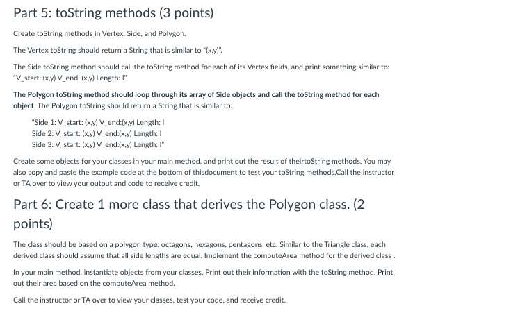 Part 3: Create Polygon methods (2 points) In the | Chegg.com
