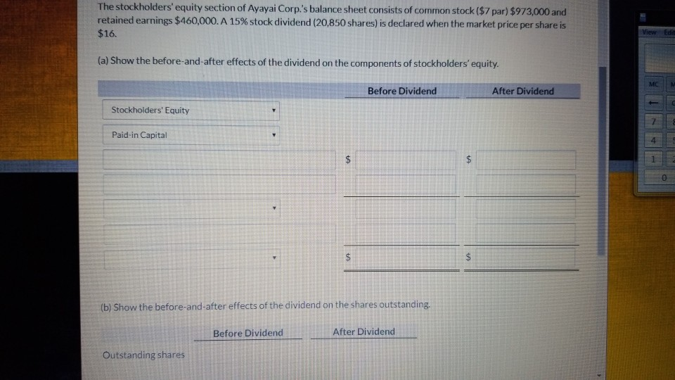Solved The Stockholders Equity Section Of Ayayai Corp s Chegg