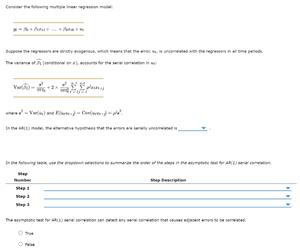 Solved Consider The Following Multiple Linear Regression | Chegg.com