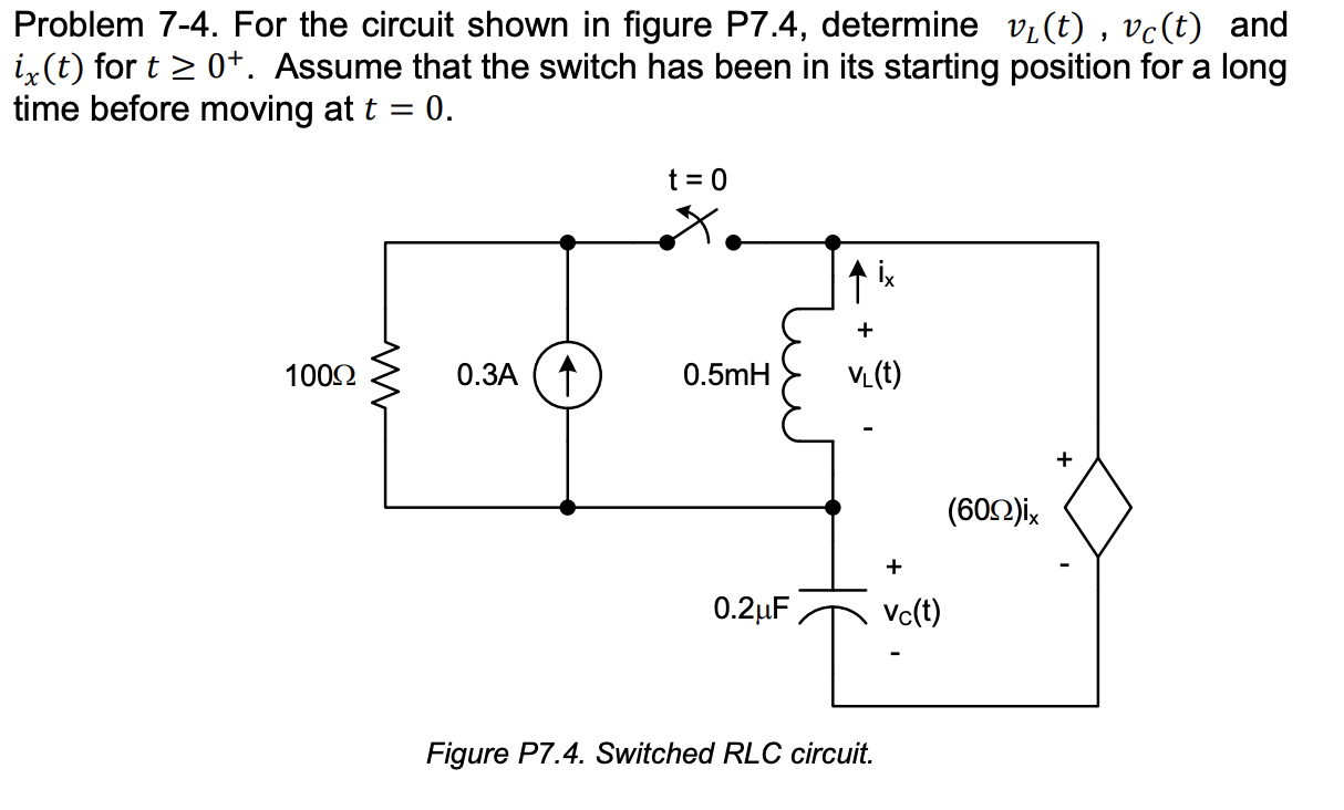 Solved Problem 7-4. For the circuit shown in figure P7.4, | Chegg.com