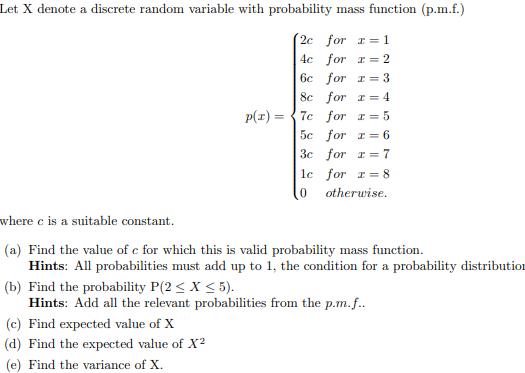 Solved Let X denote a discrete random variable with Chegg