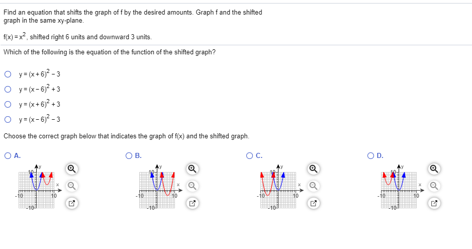 Solved Find an equation that shifts the graph off by the | Chegg.com