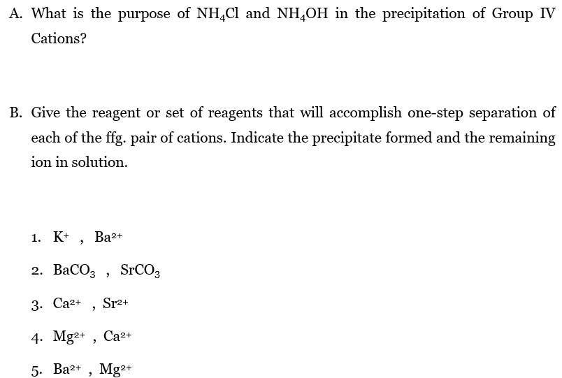 Solved A What Is The Purpose Of Nh4cl And Nh4oh In The