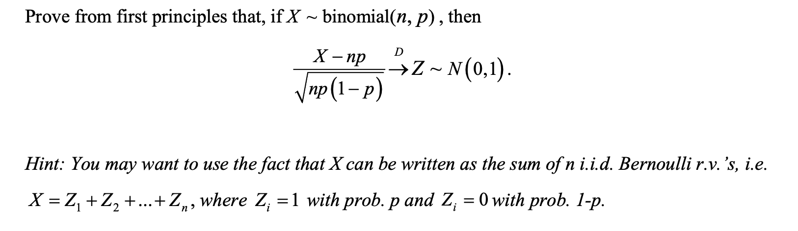 Solved Prove From First Principles That If X∼binomialnp 