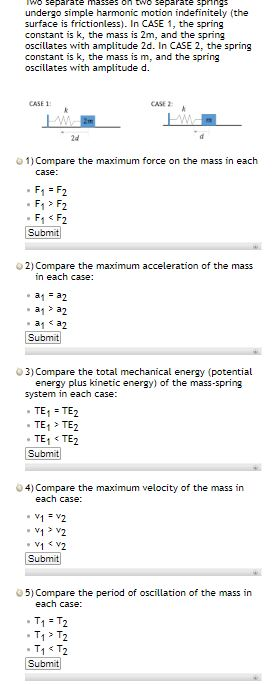 Solved IWO Separate Masses On Two Separate Sprines Undergo | Chegg.com