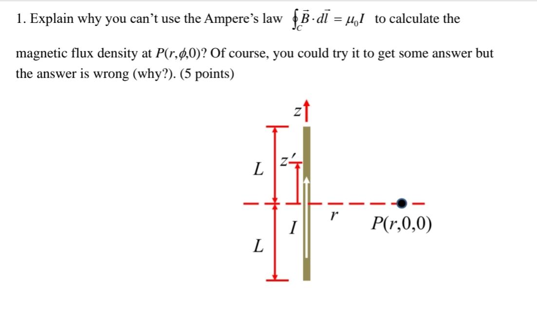 Solved 1. Explain Why You Can't Use The Ampere's Law | Chegg.com