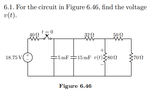 Solved 6.1. For the circuit in Figure 6.46, find the voltage | Chegg.com