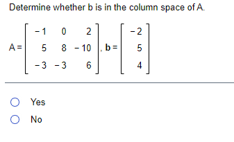 Solved Determine Whether B Is In The Column Space Of A. -2 | Chegg.com