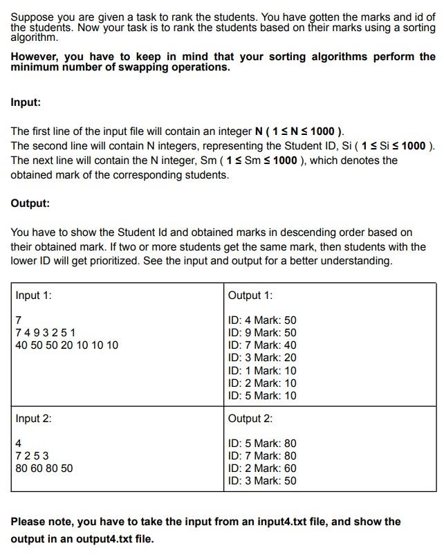 Solved Please note, you have to take the input from an | Chegg.com