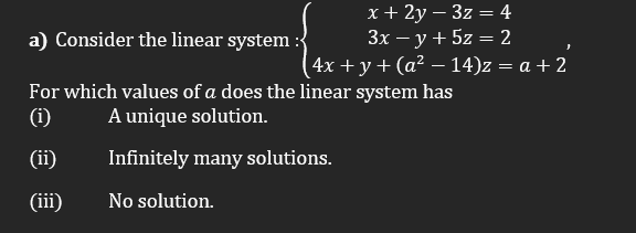 Solved A) Consider The Linear System : | Chegg.com