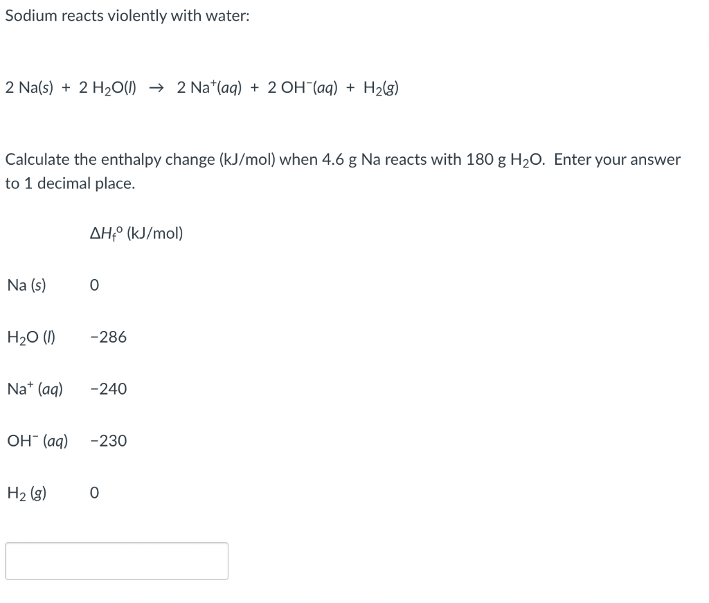 Solved Sodium reacts violently with water
