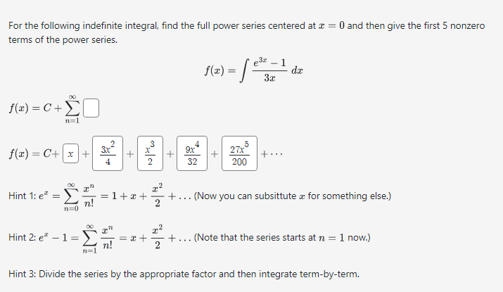 Solved For the following indefinite integral, find the full | Chegg.com