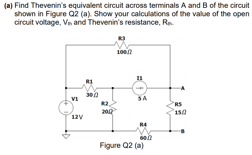 Solved (a) Find Thevenin's Equivalent Circuit Across | Chegg.com