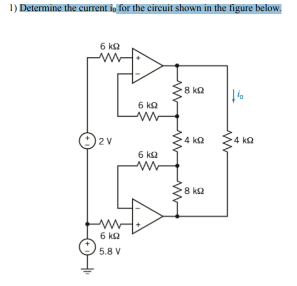 Solved 1) Determine the current i, for the circuit shown in | Chegg.com
