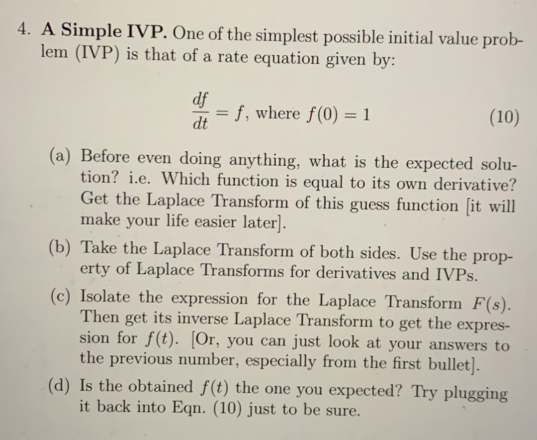 Solved 4. A Simple IVP. One of the simplest possible initial | Chegg.com