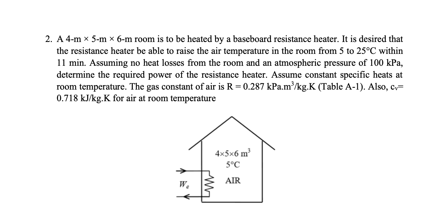 Solved 2. A 4m * 5m * 6m room is to be heated by a