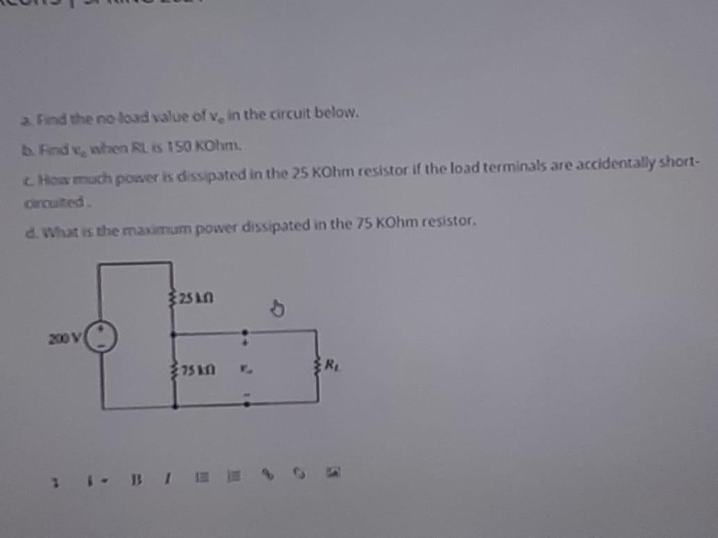 Solved 2. Find the no load value of ve in the circuit below. | Chegg.com