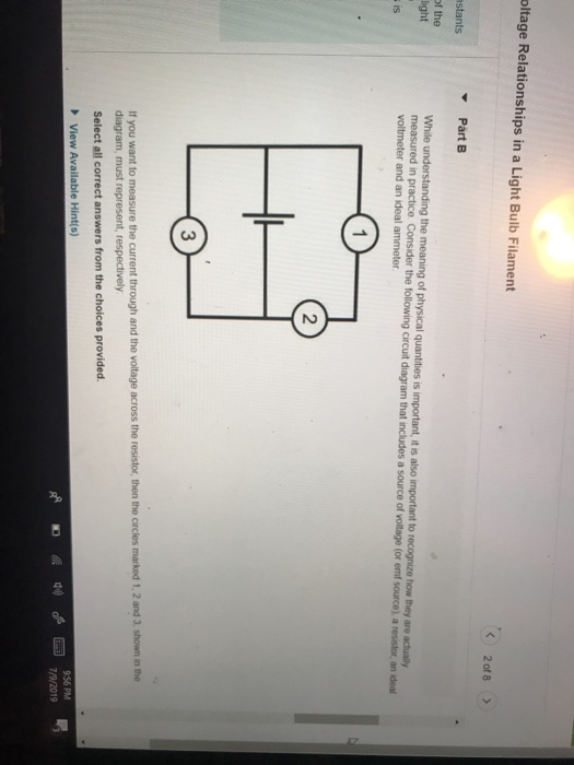 Solved elationships in a Light Bulb Filament 2 of 8 Part A