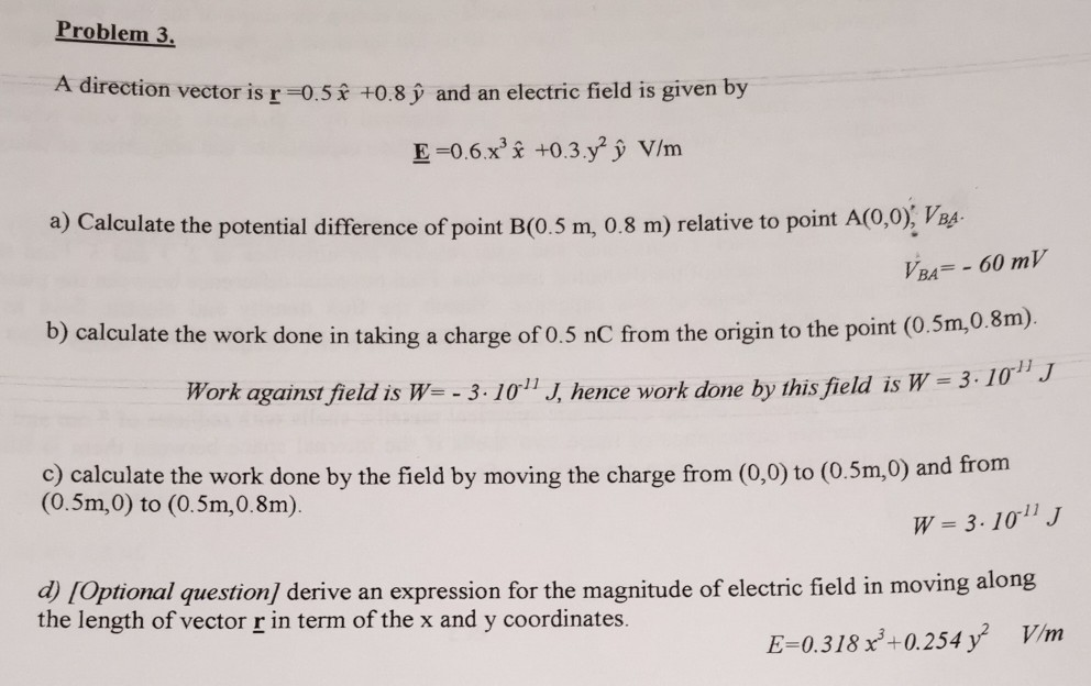 Solved Problem 3 Direction Vector Is R 0 5 0 8 ŷ And Chegg Com