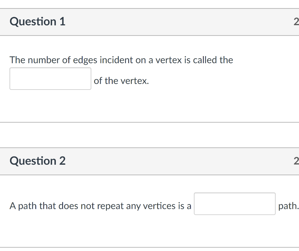 Solved Question 1 2 The number of edges incident on a vertex | Chegg.com