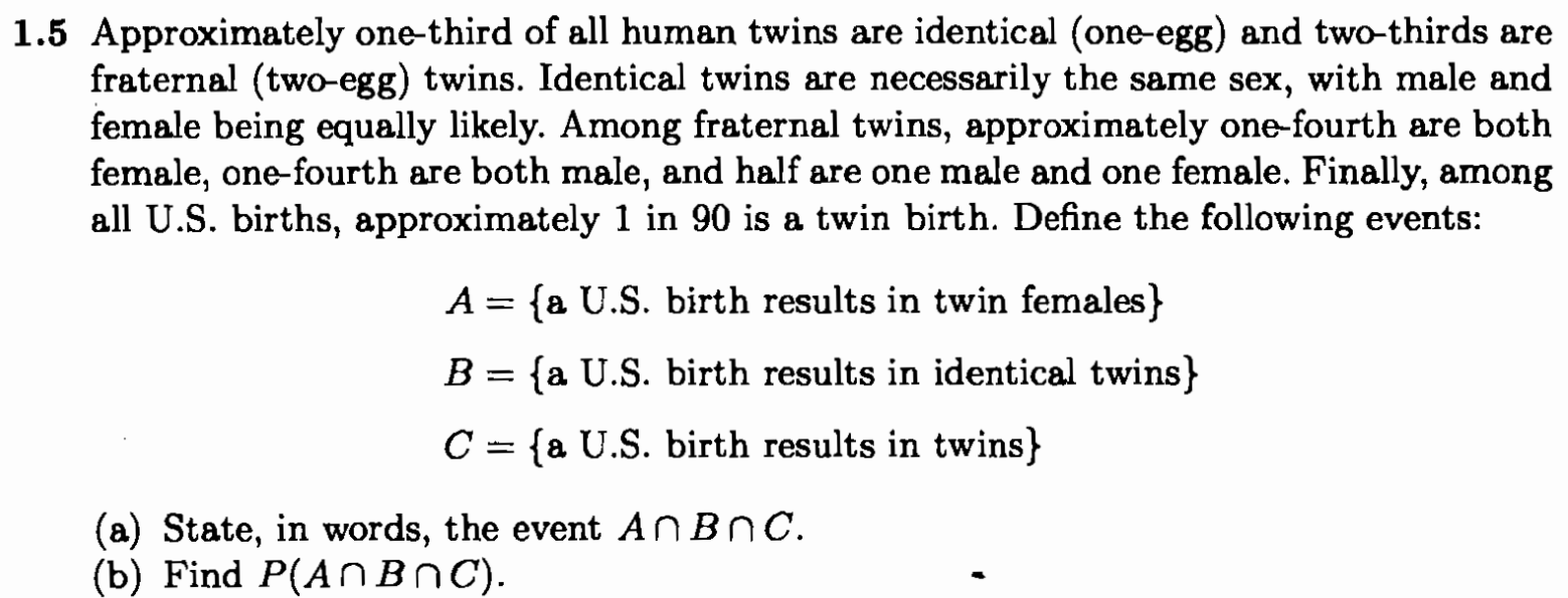 Solved 1.5 Approximately one-third of all human twins are | Chegg.com