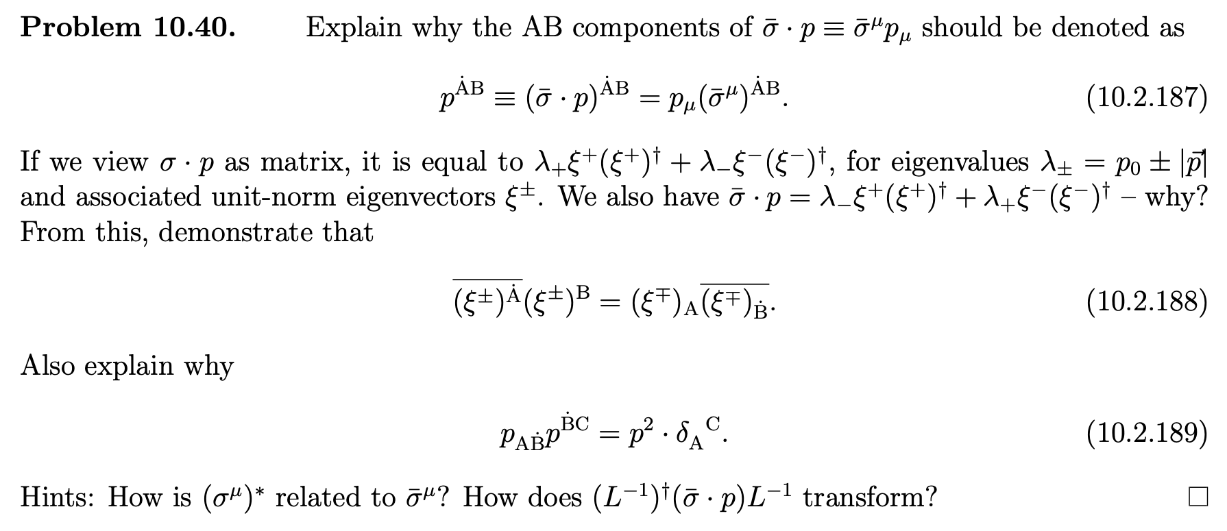 Problem 10.40. Explain why the AB components of | Chegg.com
