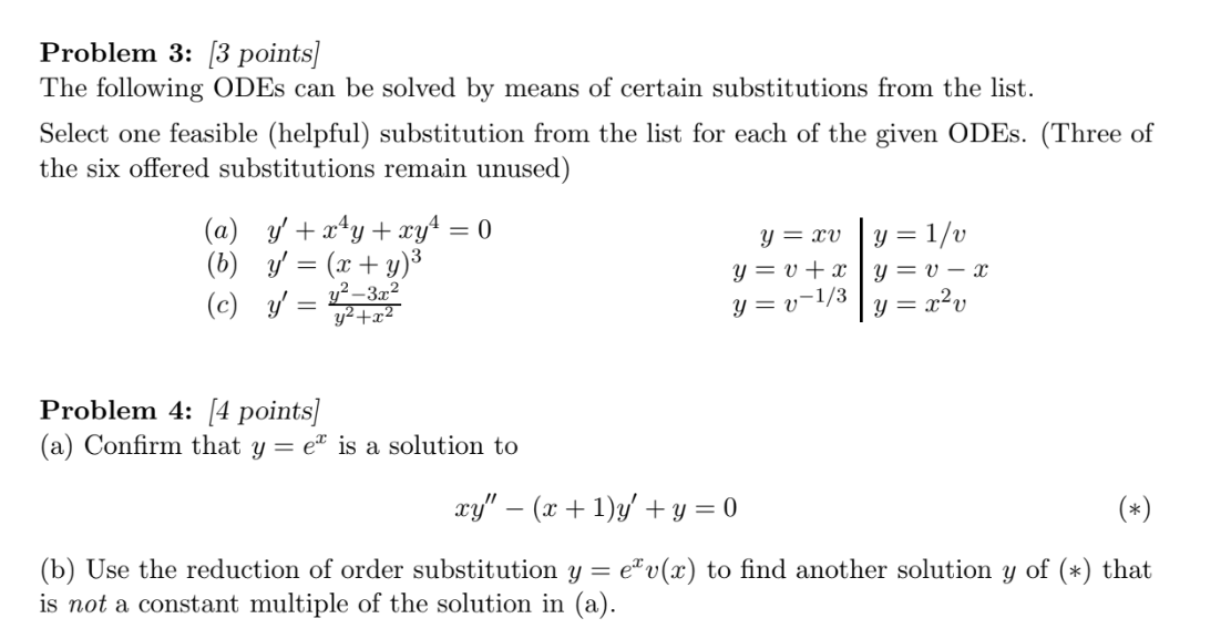 Solved Problem 3: [3 points] The following ODEs can be | Chegg.com
