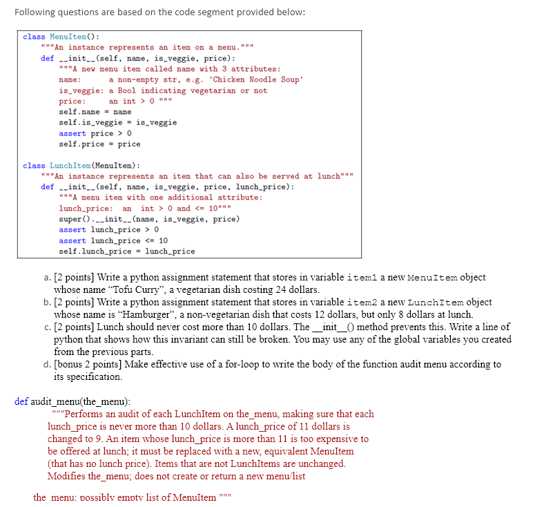 Solved Following questions are based on the code segment | Chegg.com