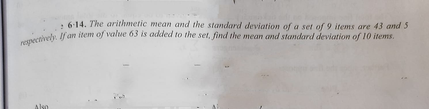 Solved 6:14. The arithmetic mean and the standard deviation | Chegg.com