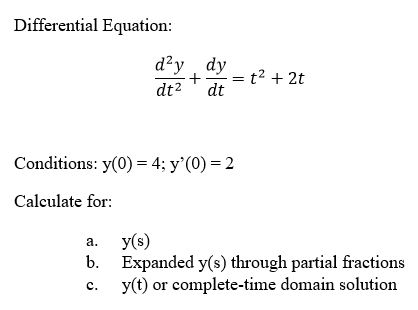Solved Differential Equation: dºy dy + dt2 dt t2 + 2t | Chegg.com