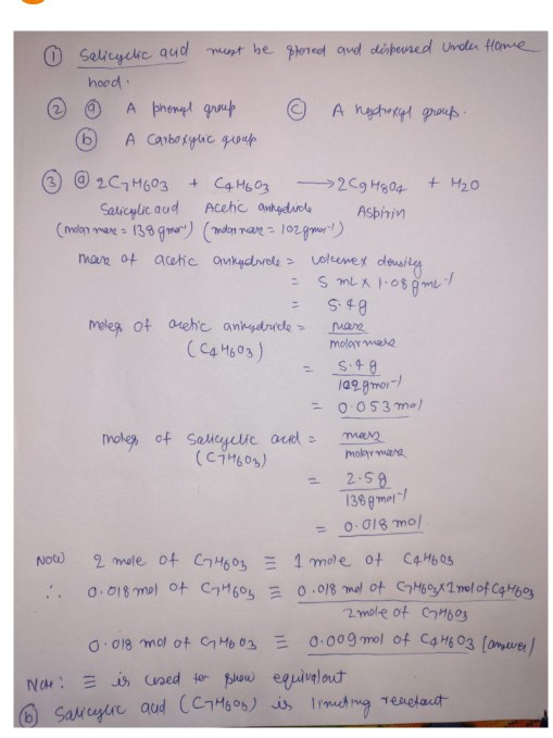 Solved Date Preparation Of Aspirin Questions 1. Enter The 