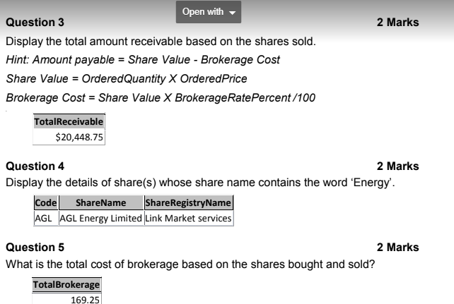 Solved PART B 10 MARKS STRUCTURED QUERY LANGUAGE QUESTIONS Chegg