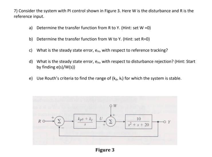 Solved 7) Consider the system with Pl control shown in | Chegg.com