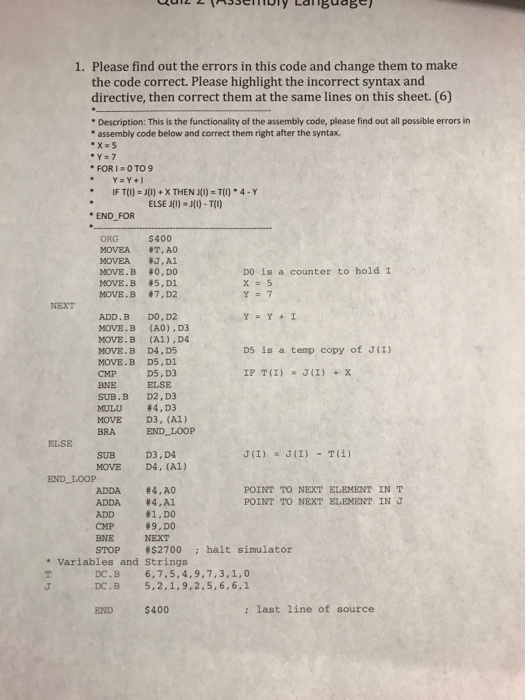 Solved 1. Please find out the errors in this code and change | Chegg.com