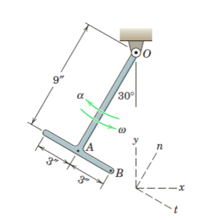 Solved The T-shaped body rotates about a horizontal axis | Chegg.com