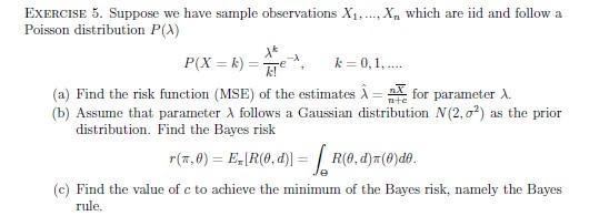 Solved Exercise 5. Suppose We Have Sample Observations 