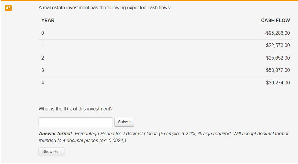 Solved A Real Estate Investment Has The Following Expected | Chegg.com