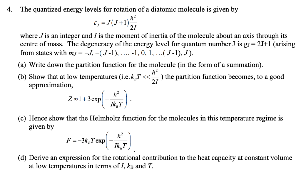 Solved The quantized energy levels for rotation of a | Chegg.com