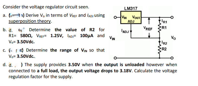 Solved Consider The Voltage Regulator Circuit Seen. A. | Chegg.com