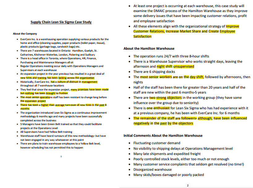 lean six sigma supply chain case study