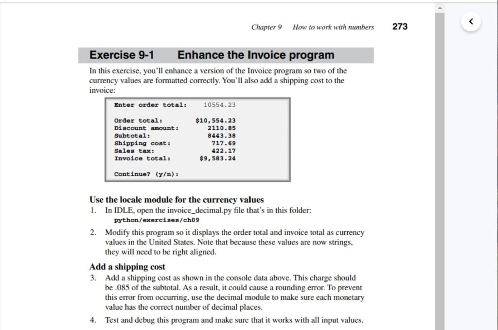 Solved This Weeks Assignment Is Exercise 10-1 On Pg. 273, | Chegg.com