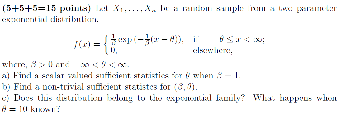 Solved (5+5+5=15 Points) Let X1, ..., Xn Be A Random Sample | Chegg.com