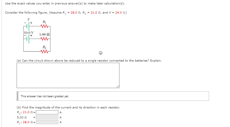 Solved Use the exact values you enter in previous answer(s) | Chegg.com