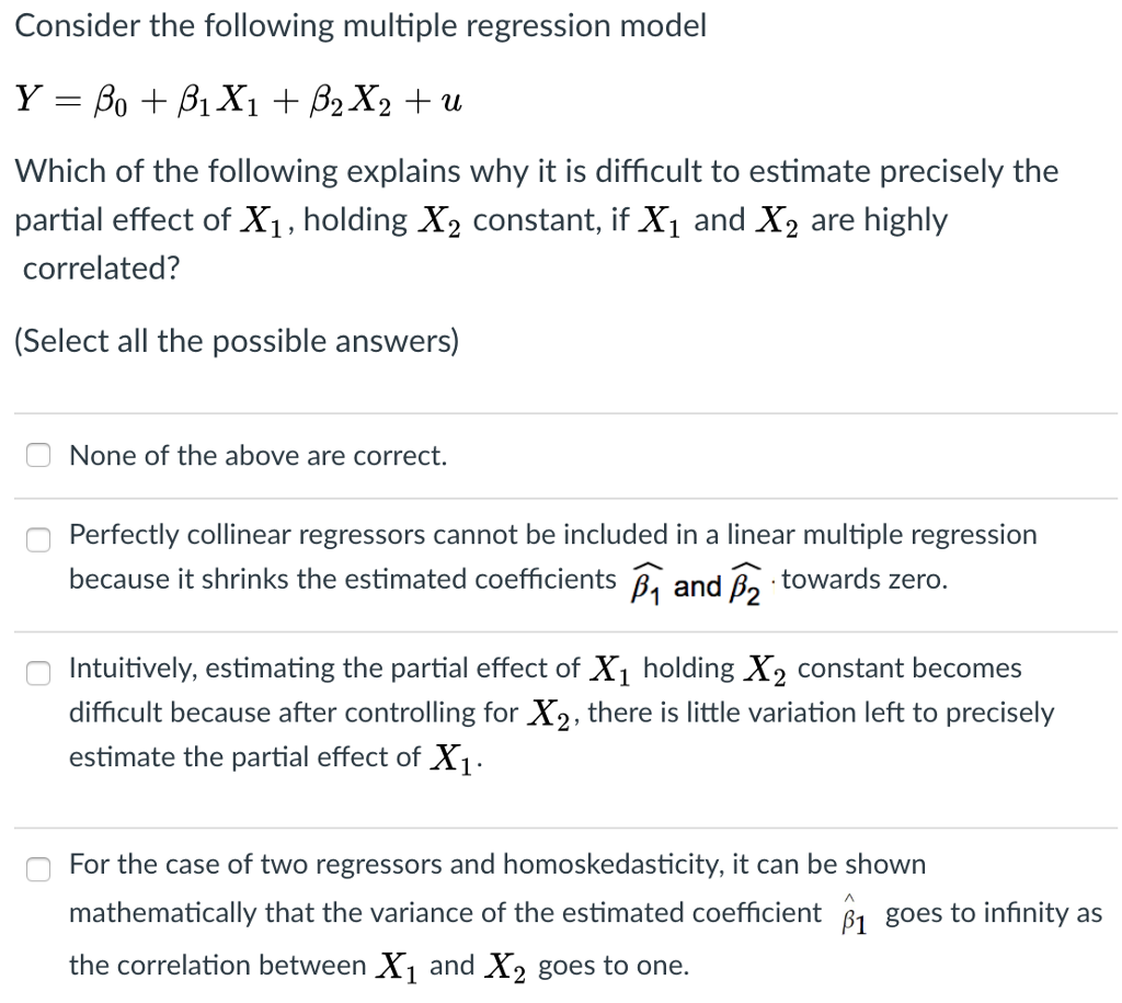 Solved Consider The Following Multiple Regression Model | Chegg.com